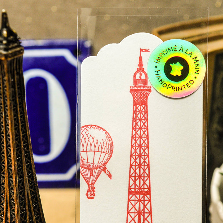 Letterpress Bookmark Eiffel Tower (Paris, red)