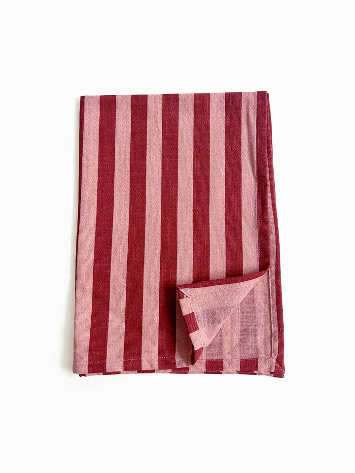 Jaipur Stripe Tea Towel, Pomegranate