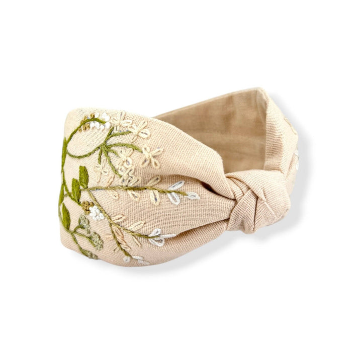Blushing Bloom Hand Embroidered Headband