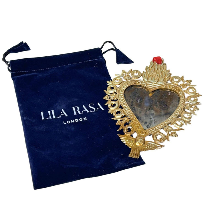 Antique Gold Angel Milagro Heart Mirror Wall Décor