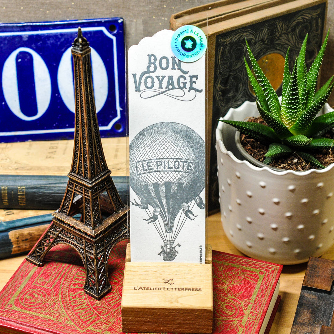 Letterpress Bookmark Hot Air Balloon Bon Voyage