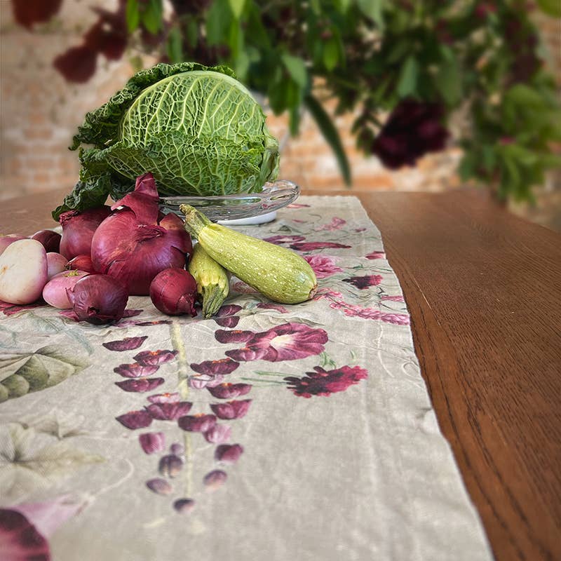 Blossom Garden - European linen table runner