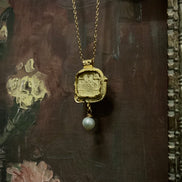 Religious Necklace Scapula Cross and Pearl