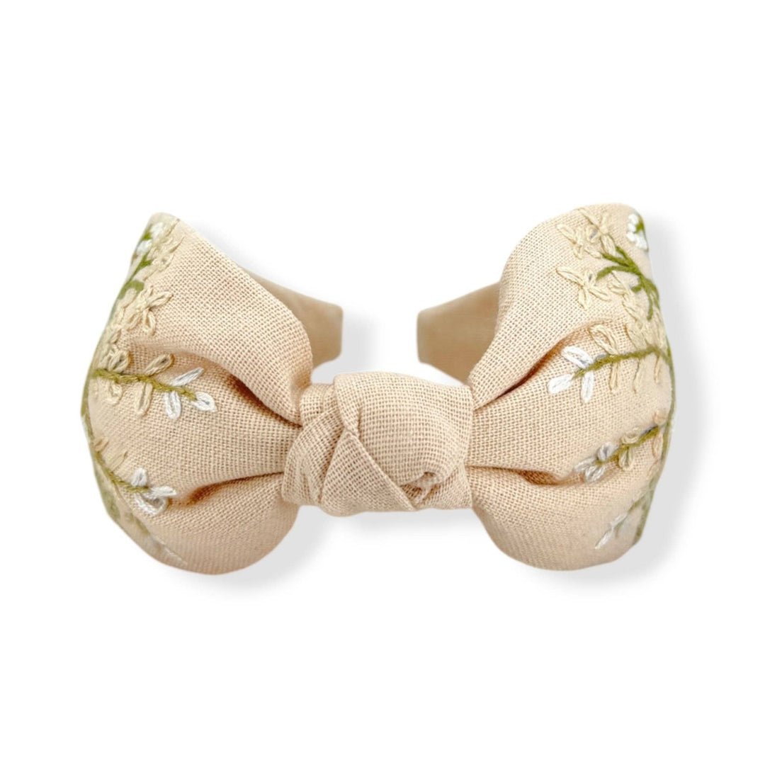 Blushing Bloom Hand Embroidered Headband