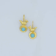 Gold plated bird earring with Turquoise