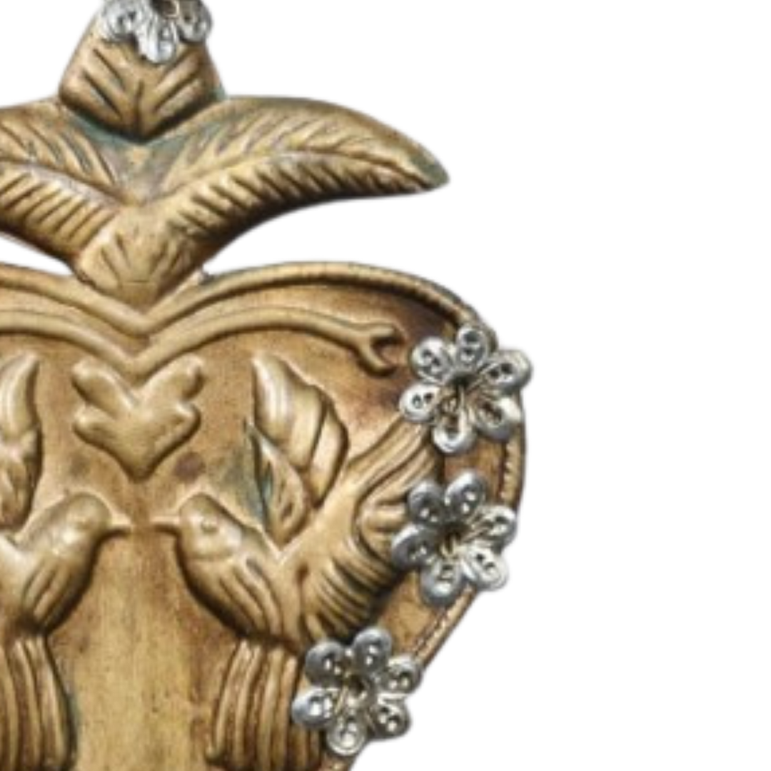 Antique Gold Dove Ex-Voto Heart Wall Décor