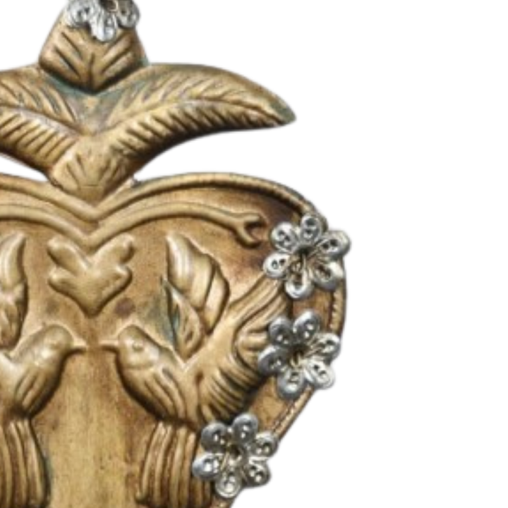 Antique Gold Dove Ex-Voto Heart Wall Décor