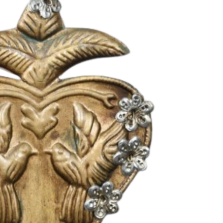 Antique Gold Dove Ex-Voto Heart Wall Décor