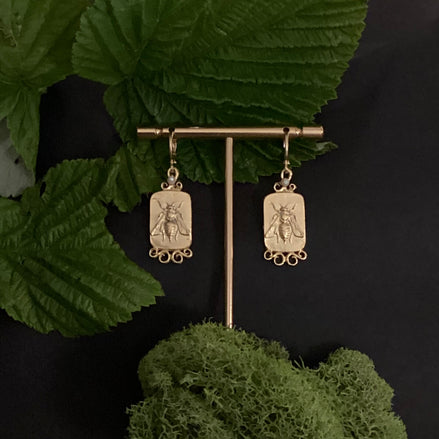 Bee Pearl Pendant Earrings