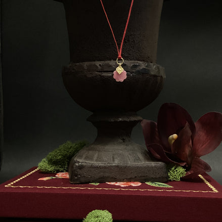 Italian Red Thread Necklace - Pink