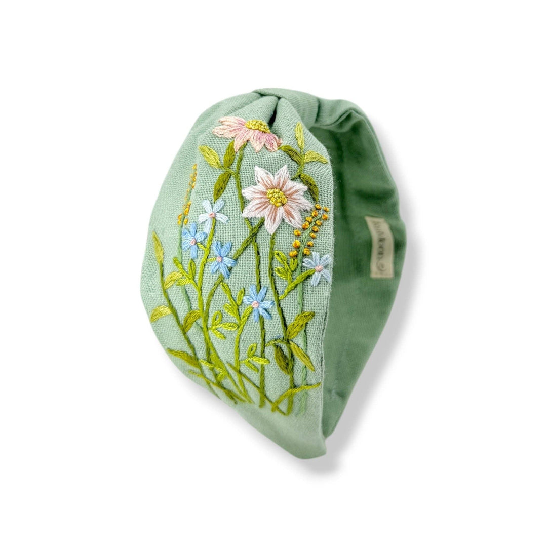 Jade Floral Hand Embroidered Headband