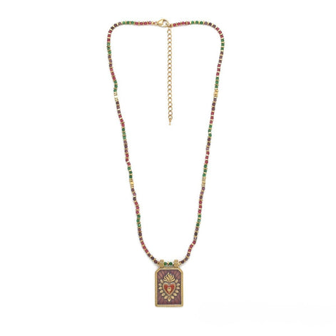 Flaming Heart Semi Precious Stone Beaded Necklace