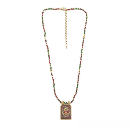 Flaming Heart Semi Precious Stone Beaded Necklace