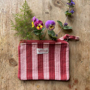 Jaipur Stripe Medium Pouch, Pomegranate