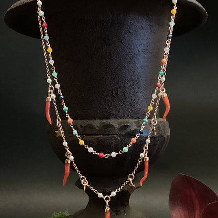 Italian Coral Lucky Charm Necklace