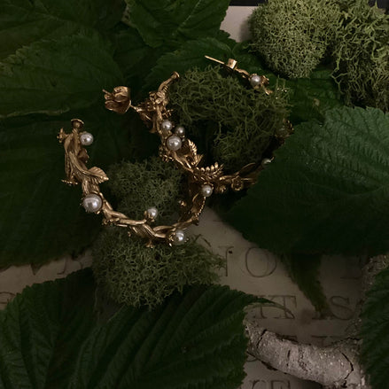 Golden Pearl Vine Earrings