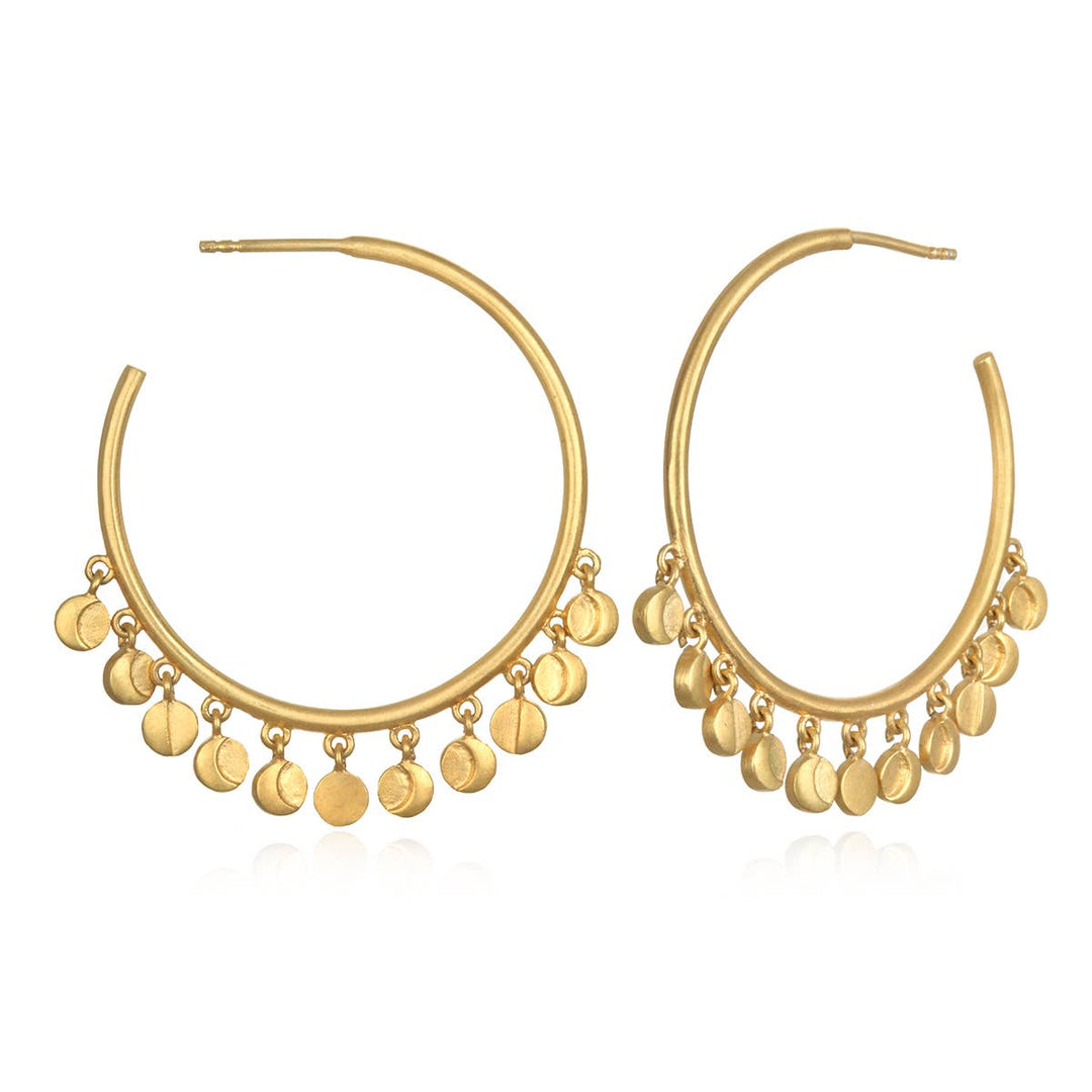 Gold Moon Phase Hoop Earrings