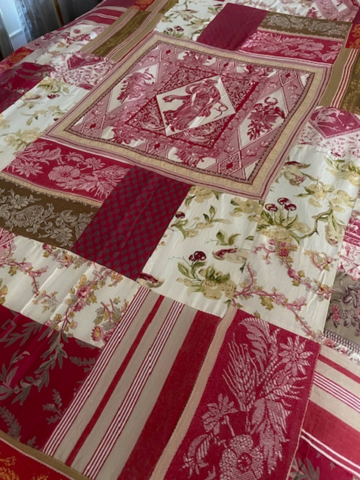 French Vintage Patchwork Throw (or Tablecloth)