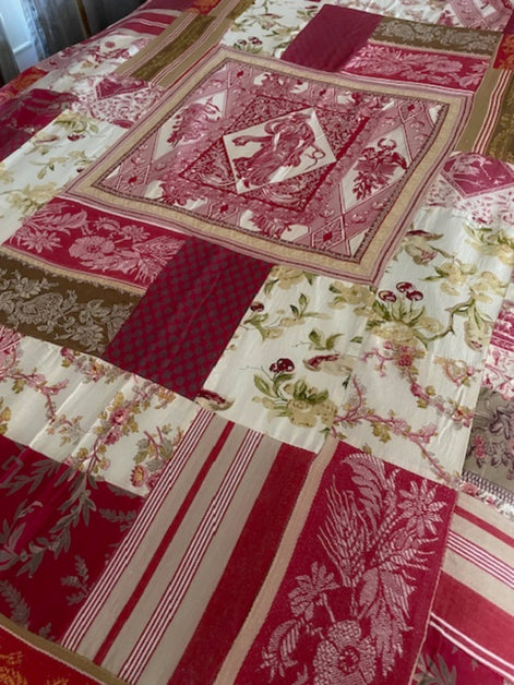 French Vintage Patchwork Throw (or Tablecloth)