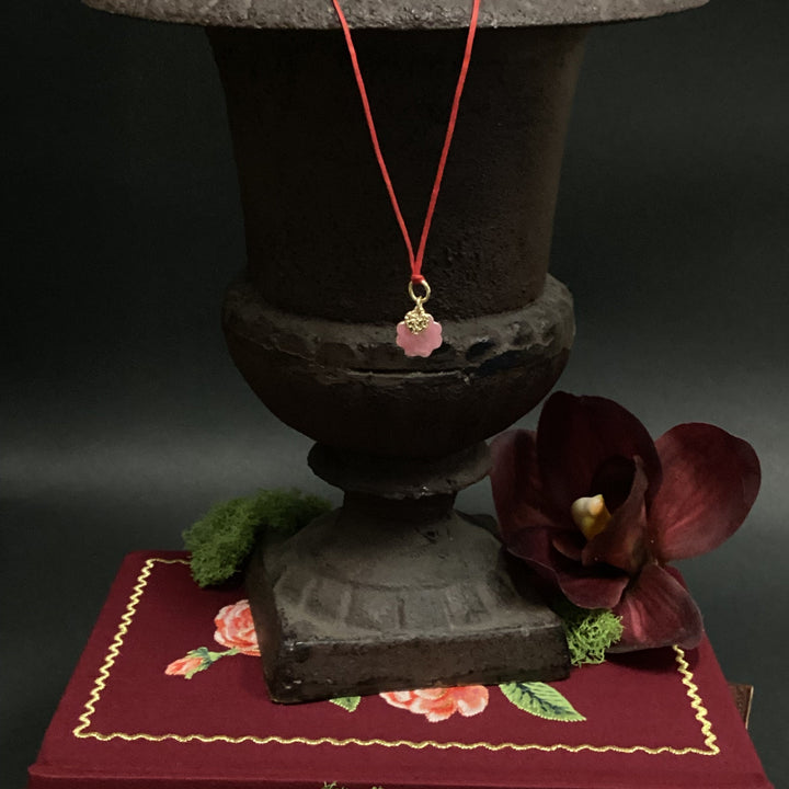 Italian Red Thread Necklace - Pink