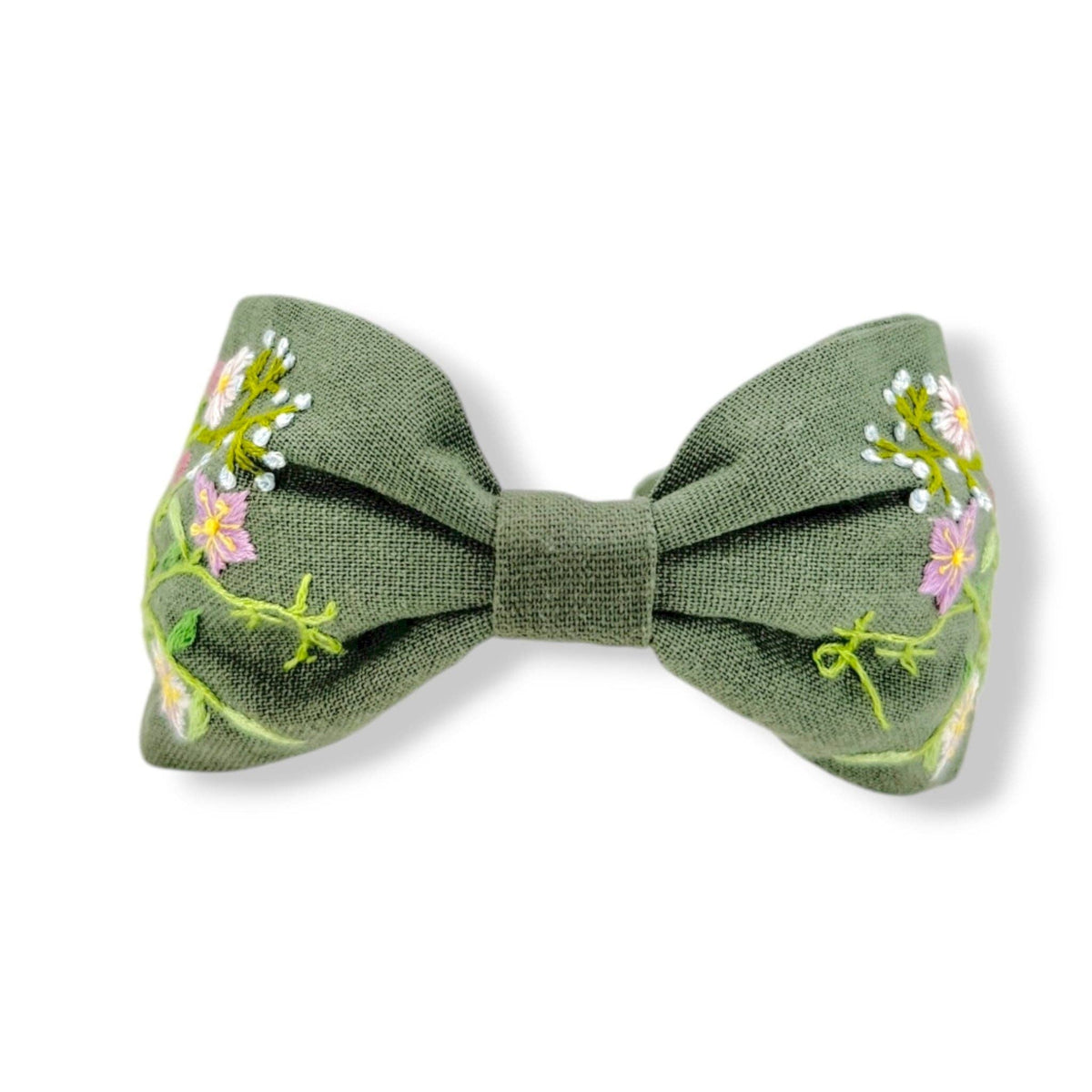 Floral Sage Hand Embroidered Headband