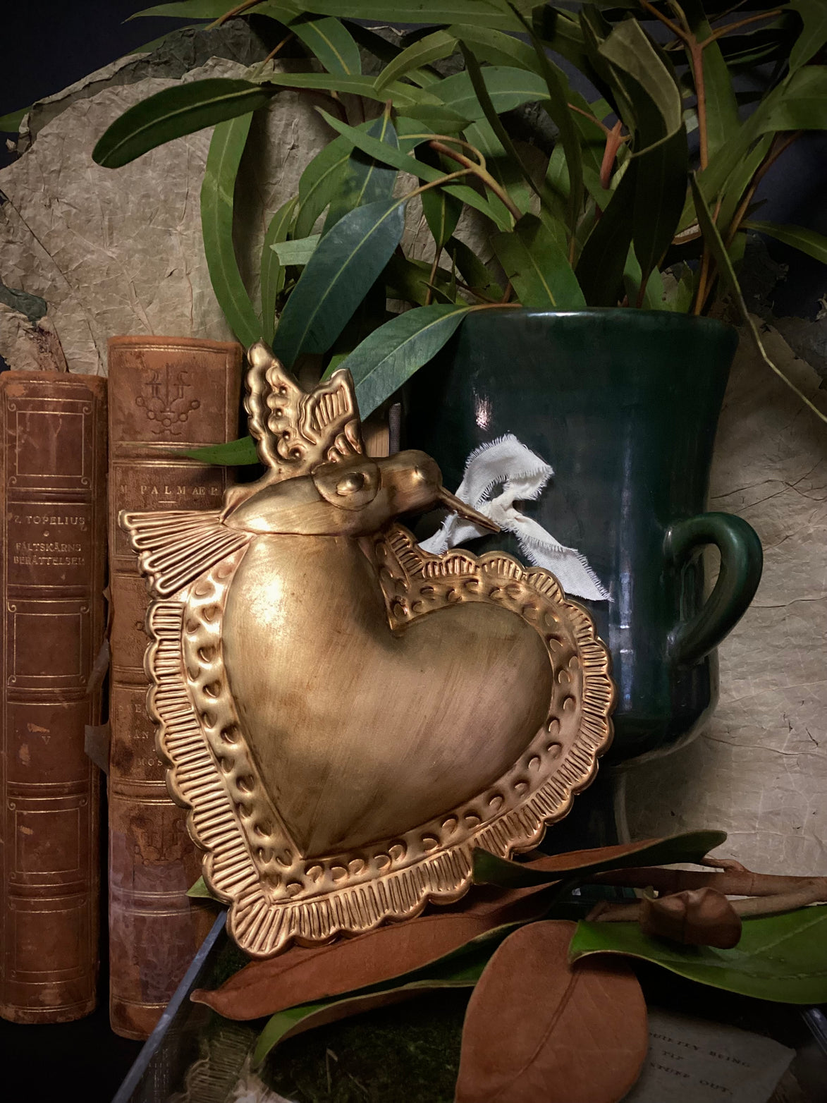 Antique Gold “Peace” Heart Wall Décor