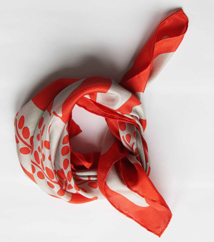 Silk Scarf - Peace and Love Orange Mini Scarf