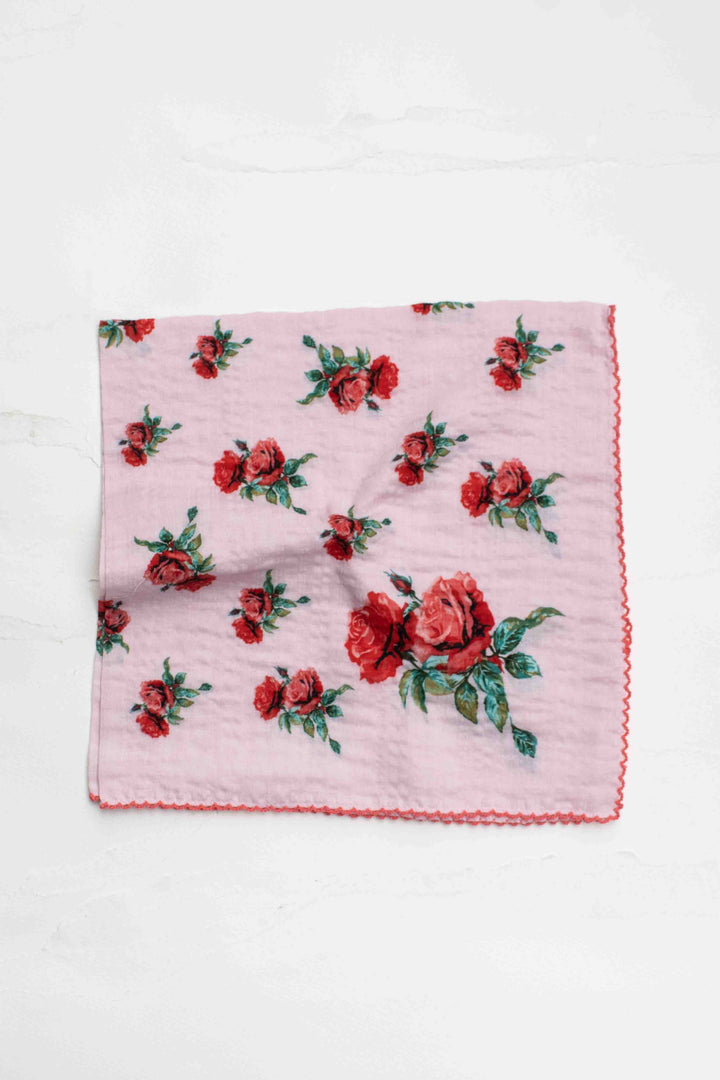 Vintage Rose Print Cotton Scarf