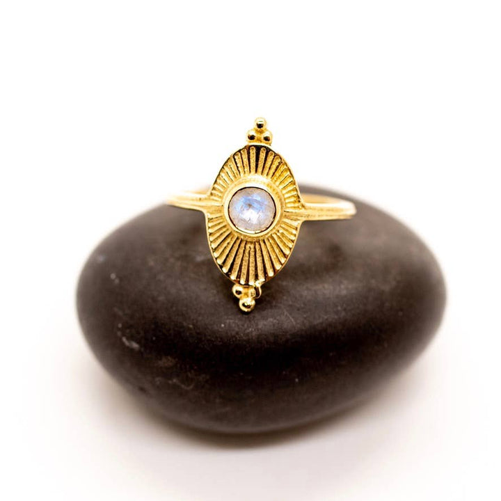 Brass Royal Moonstone Sunray Ring
