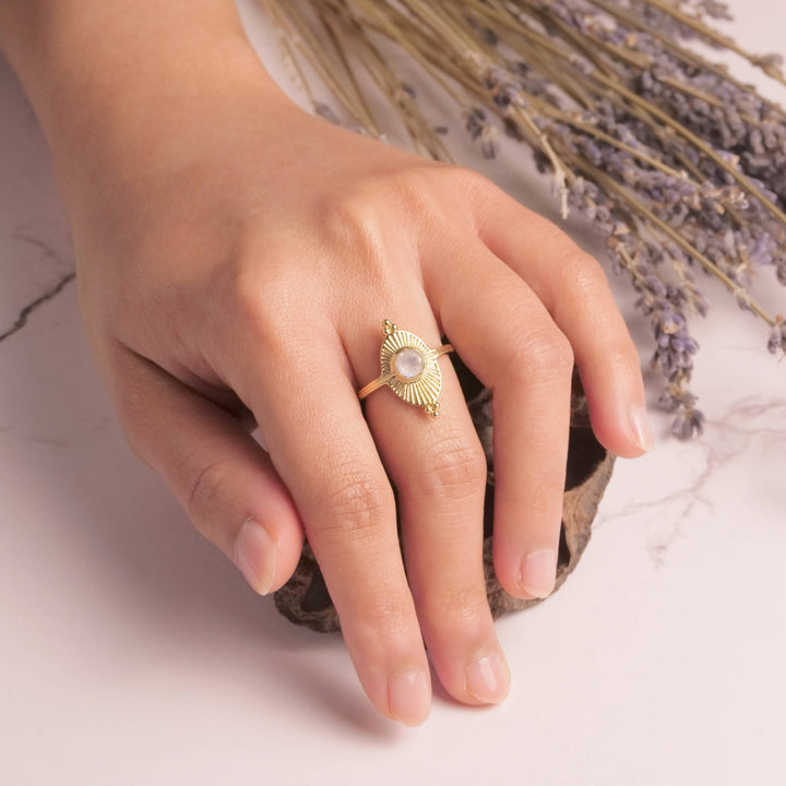 Brass Royal Moonstone Sunray Ring