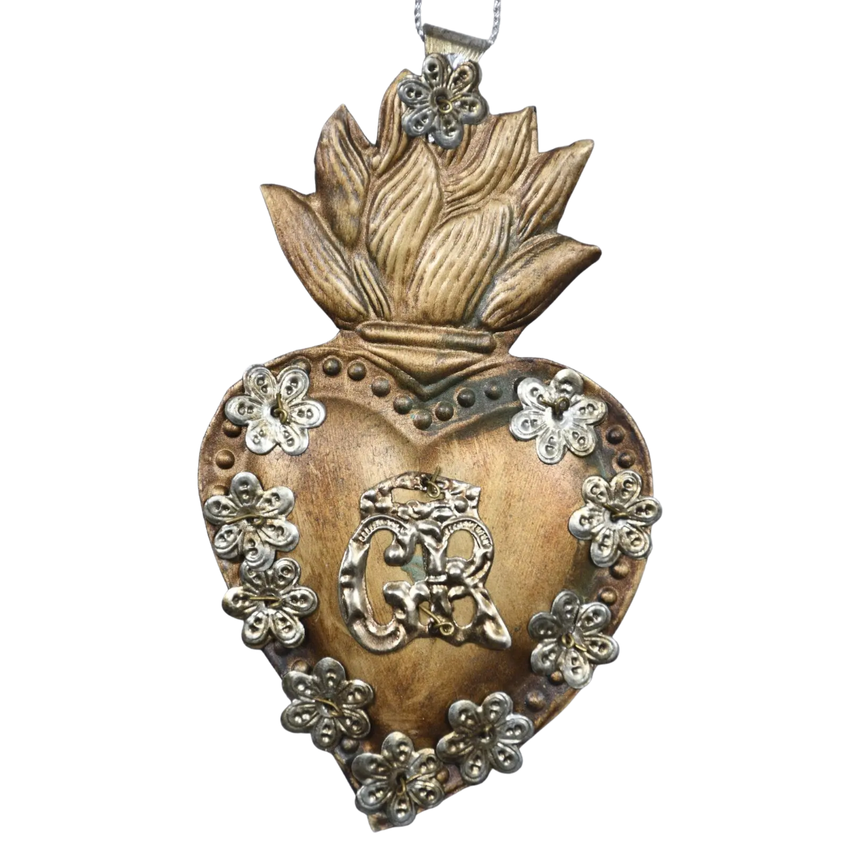 Antique Gold Grace Received Ex-Voto Heart Wall Décor