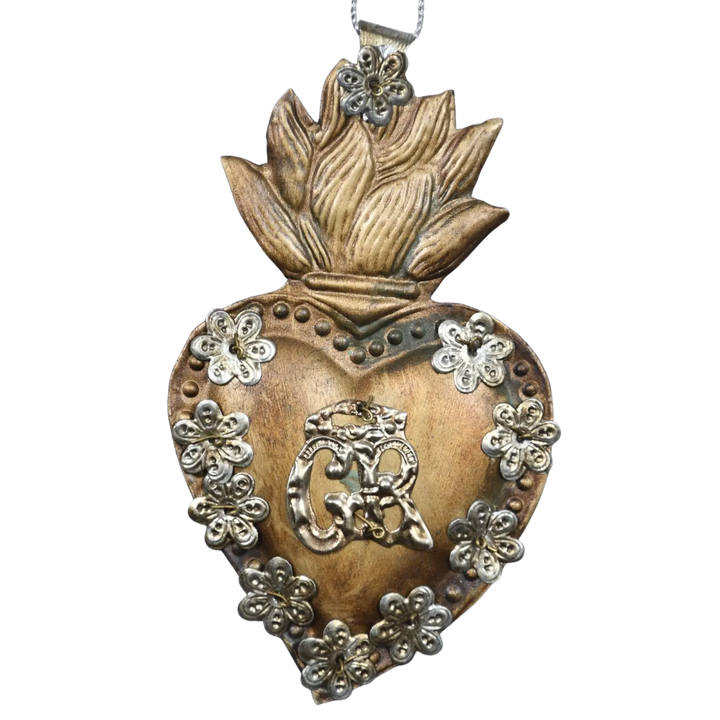 Antique Gold Grace Received Ex-Voto Heart Wall Décor
