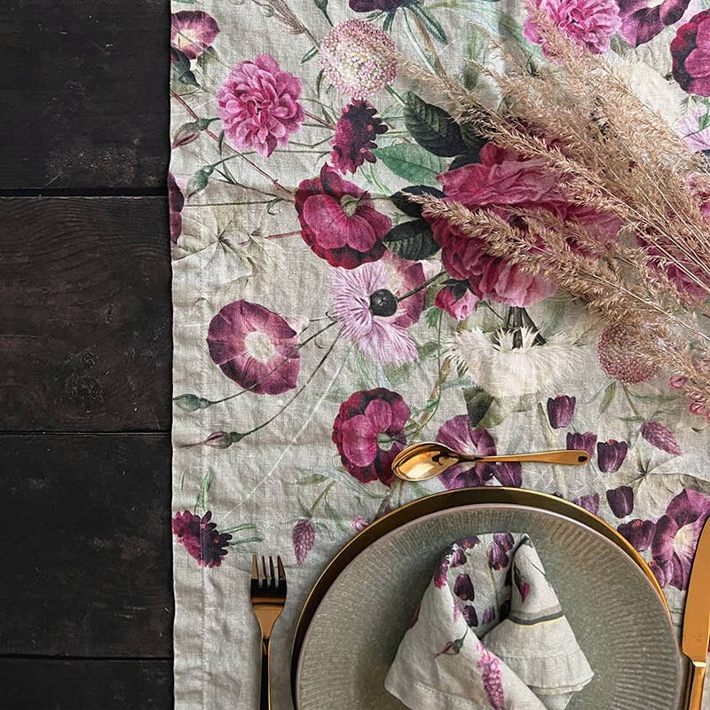 Blossom Garden - European linen table runner