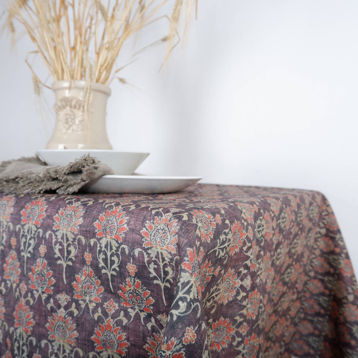Linen Block Print Tablecloth
