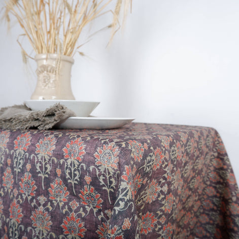 Linen Block Print Tablecloth