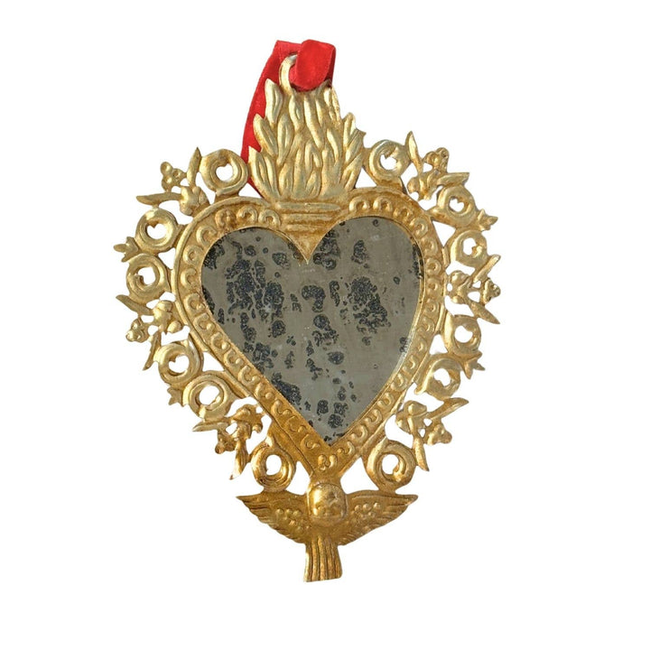 Antique Gold Angel Milagro Heart Mirror Wall Décor
