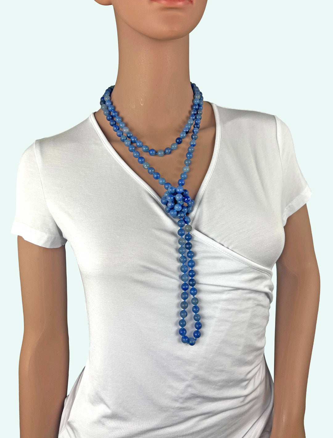 60" 8MM Blue Aventurine Infinity Necklace