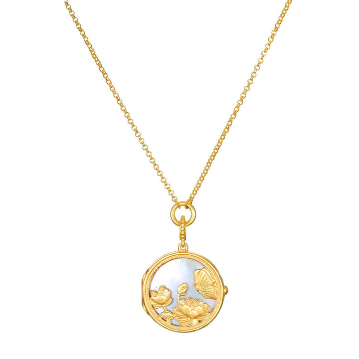 Take Flight Butterfly Pearl Locket Necklace 18”