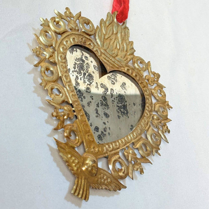 Antique Gold Angel Milagro Heart Mirror Wall Décor