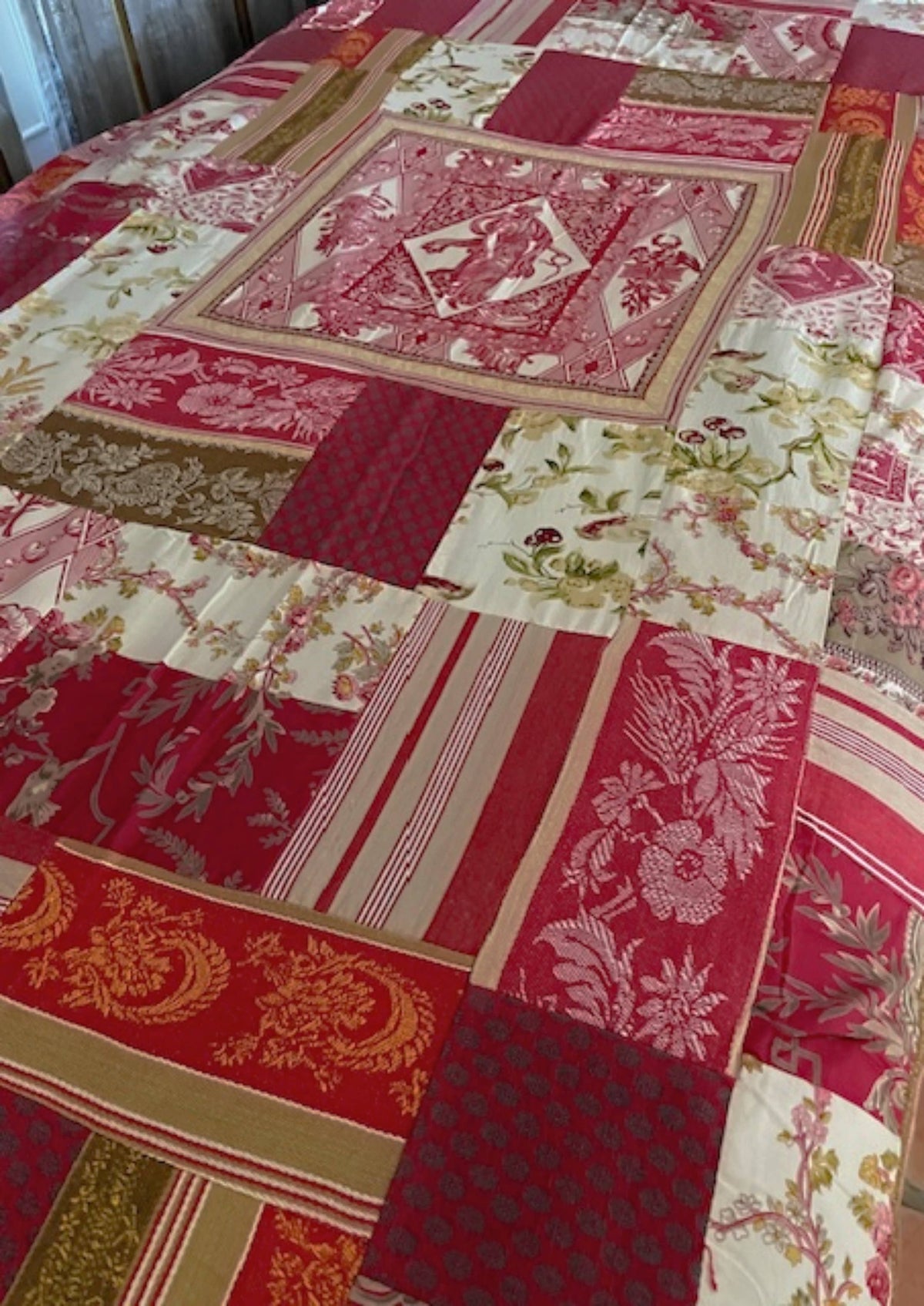 French Vintage Patchwork Throw (or Tablecloth)