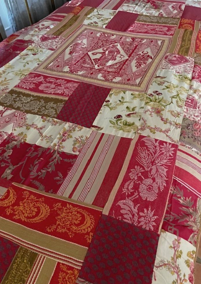 French Vintage Patchwork Throw (or Tablecloth)