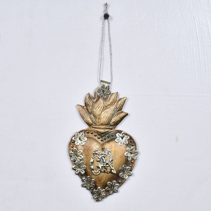 Antique Gold Grace Received Ex-Voto Heart Wall Décor