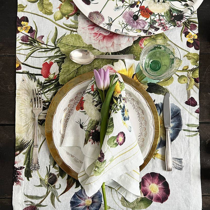 Flower Garden linen Table Runner