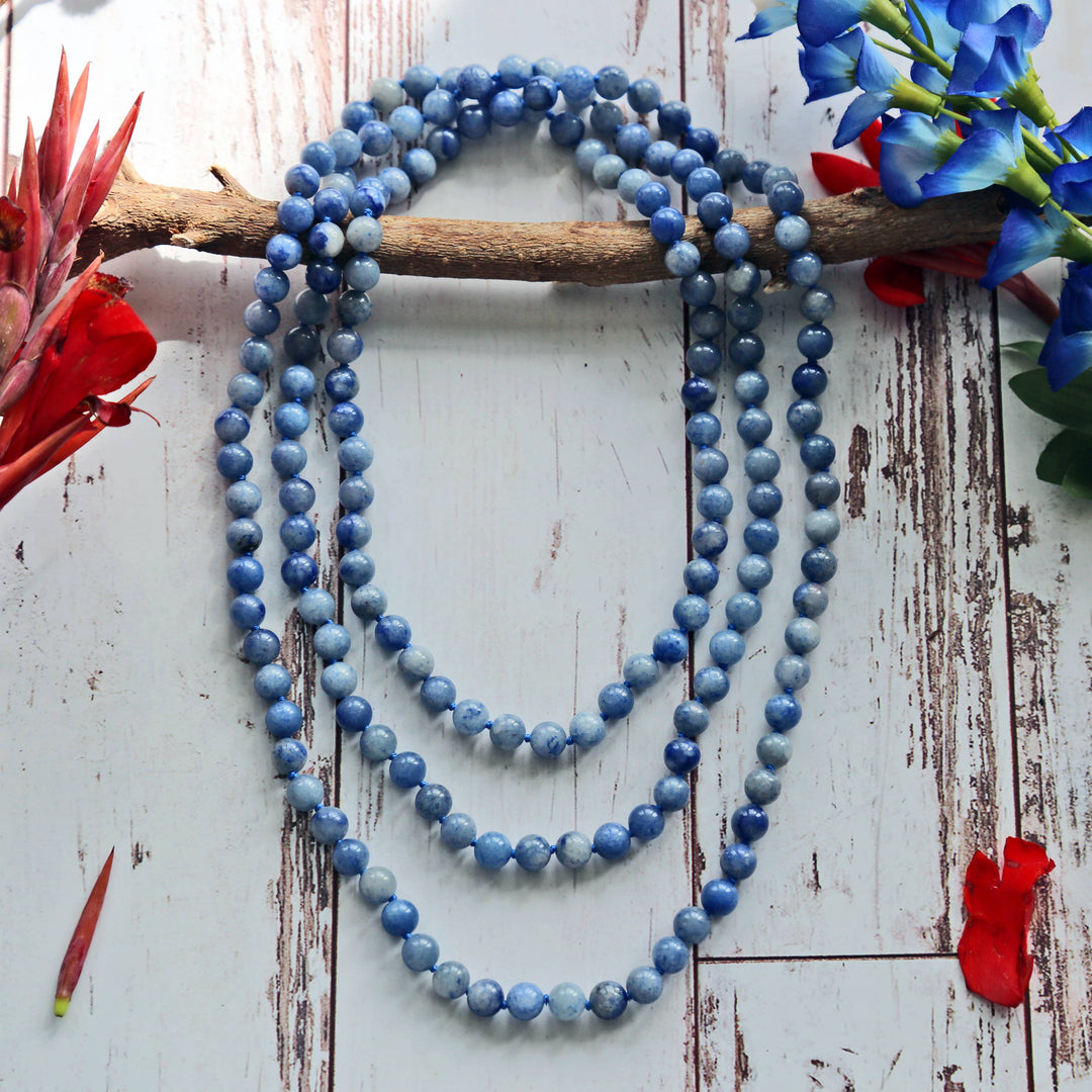 60" 8MM Blue Aventurine Infinity Necklace