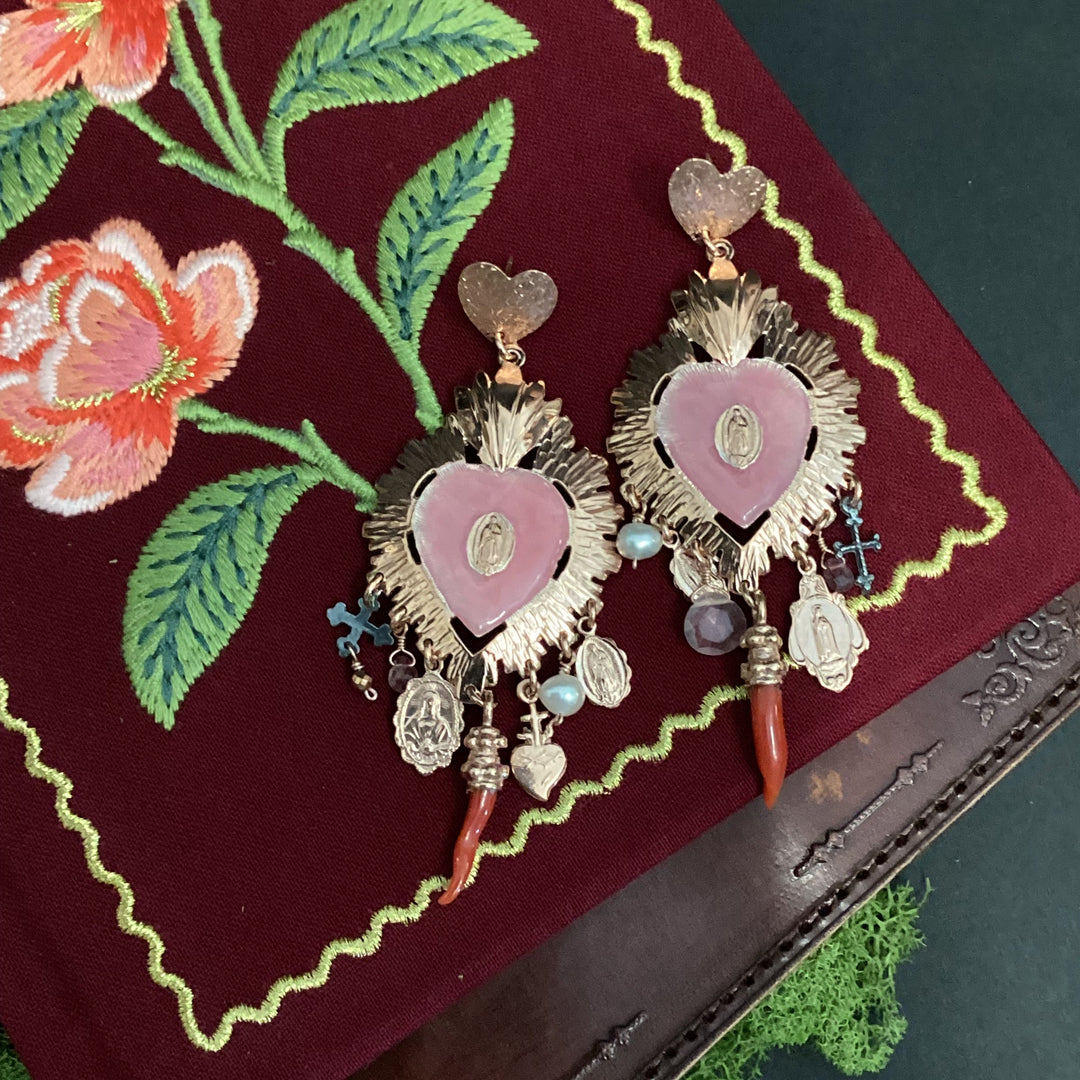 Italian Sacred Flame Earrings - Pink