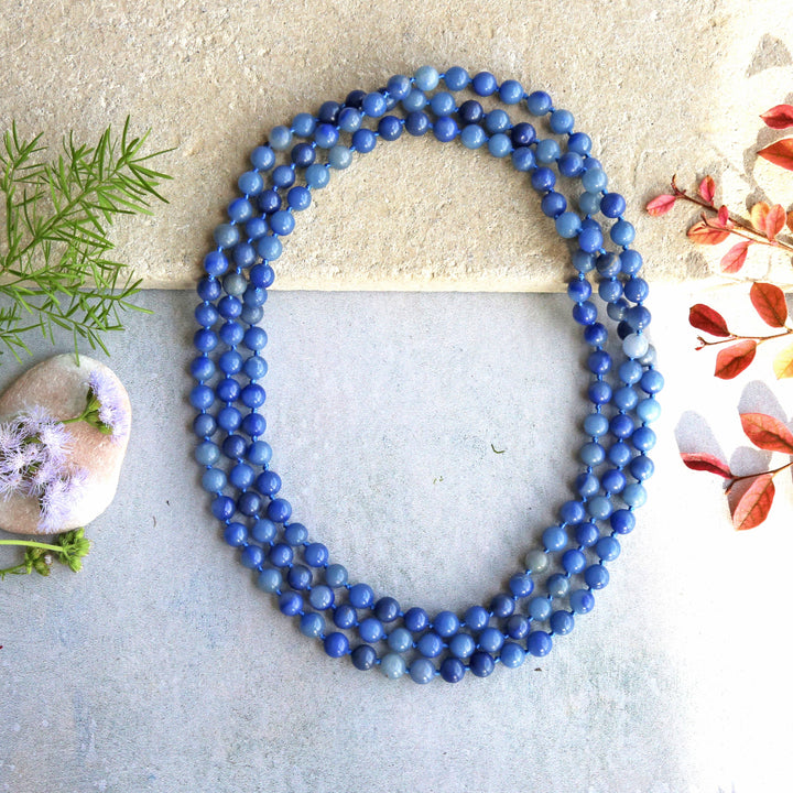 60" 8MM Blue Aventurine Infinity Necklace
