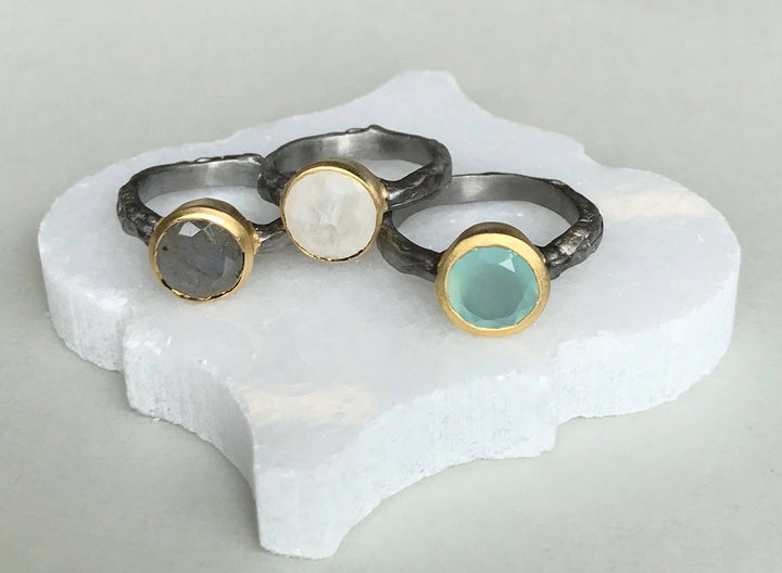 Handmade Gunmetal Stone Ring