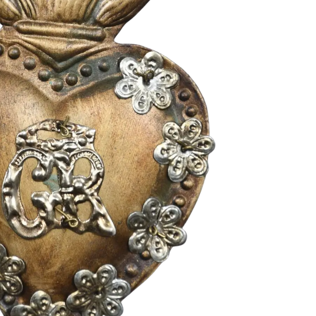 Antique Gold Grace Received Ex-Voto Heart Wall Décor