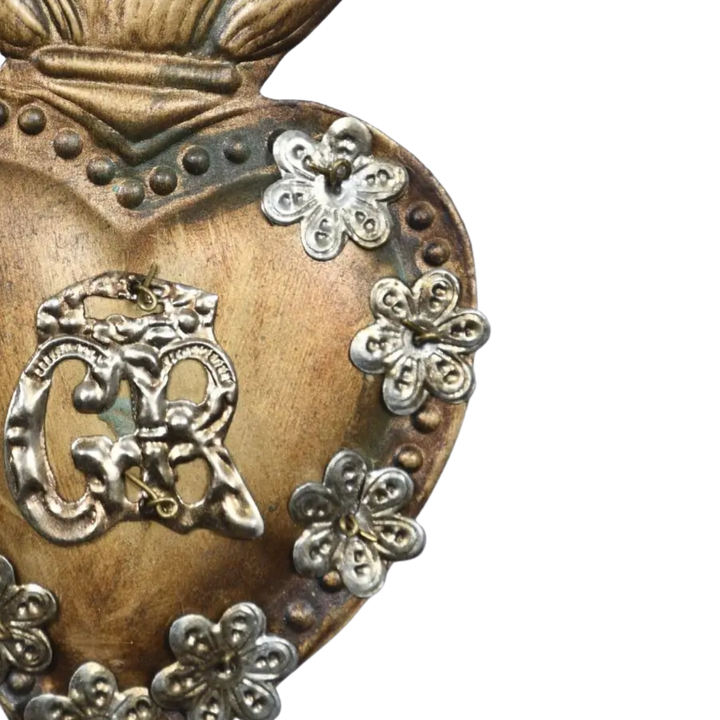 Antique Gold Grace Received Ex-Voto Heart Wall Décor