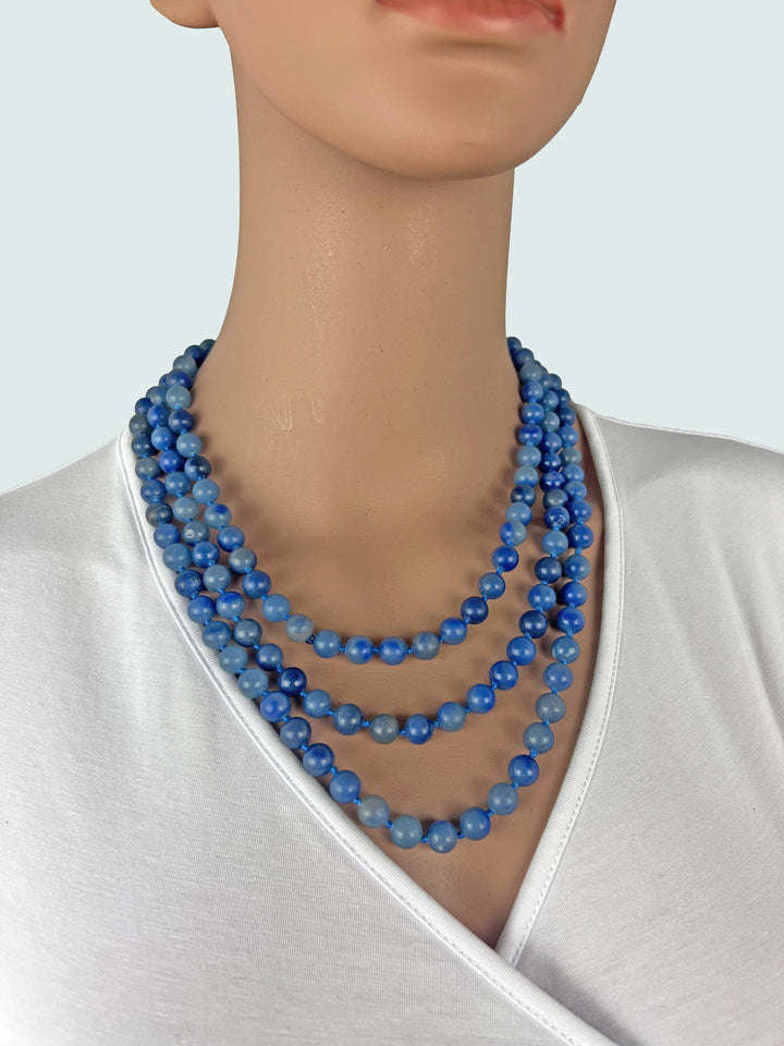 60" 8MM Blue Aventurine Infinity Necklace